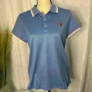 Ralph Lauren Women’s Size M Seminole Golf Polo Short Sleeve Light Blue Snap
